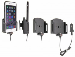Support voiture Apple iPhone 6Plus/6SPlus/7Plus/8Plus/X/Xs/Xs Max/11/11 Pro avec chargeur allume cigare - Avec rotule. Avec câble USB. Pour appareil avec étui de dimensions: Larg: 75-89 mm, épaiss.: 2-10 mm. Réf 521667