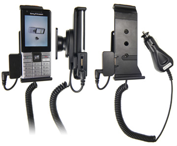 Support voiture  Brodit Sony Ericsson J105i  avec chargeur allume cigare - Avec rotule. Avec connecteur pass-through pour la connectivité casque. Réf 512064