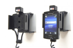 Support voiture  Brodit Sony Ericsson Xperia Mini Pro  avec chargeur allume cigare - Avec rotule orientable. Réf 512281
