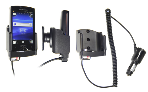 Support voiture  Brodit Sony Ericsson Xperia Mini  avec chargeur allume cigare - Avec rotule orientable. Réf 512282