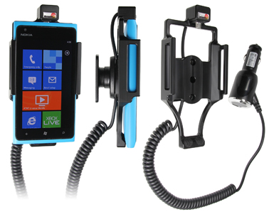 Support voiture  Brodit Nokia Lumia 900  avec chargeur allume cigare - Avec rotule orientable. Réf 512380