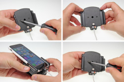 Support voiture Apple iPhone 6S/7/8/X/Xs pour fixation cable - Utilisation avec câble Apple Lightning d'origine. Pour appareil avec étui de dimensions: Larg: 62-77 mm, épaiss.: 2-10 mm. Réf 514795