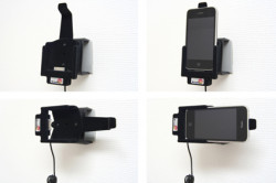 Support voiture  Brodit Apple iPhone 3G  avec chargeur allume cigare - Avec câble allume-cigare et un câble USB. Apple a approuvé câble. Pour une position verticale et horizontale plus sûr. Surface « peau de pèche ». Réf 521023