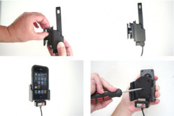 Support voiture  Brodit Apple iPhone 4  avec chargeur allume cigare - Avec rotule. Avec câble USB. Chargeur approuvé par Apple. Support réglable. Pour appareil avec étui. Réf 521165