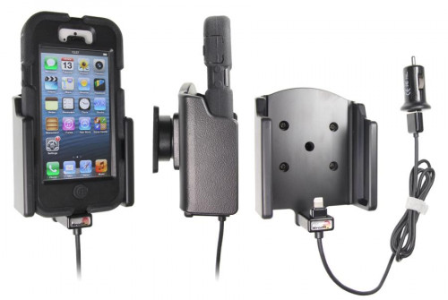 Support voiture  Brodit Apple iPhone 5 avec chargeur allume cigare - Avec rotule. Avec câble USB. Chargeur approuvé par Apple. Pour étui Griffin Survivor All-Terrain. Réf 521512