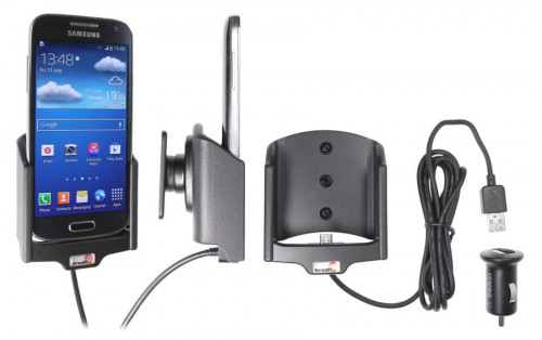 Support voiture  Brodit Samsung Galaxy S4 Mini GT-I9195  avec chargeur allume cigare - Avec rotule. Avec câble USB. Réf 521544