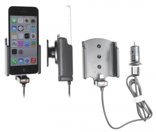 Support voiture  Brodit Apple iPhone 5C  avec chargeur allume cigare - Avec rotule. Avec câble USB. Chargeur approuvé par Apple. Réf 521562