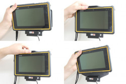 Support voiture  Brodit Getac Z710 (US Version)  avec chargeur allume cigare - Avec rotule. Conception mince avec chargeur intégré dans le support. Convient unité à la fois avec et sans dragonne. Réf 530481