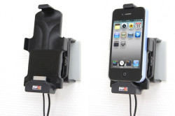 Support voiture Brodit Apple iPhone 4 avec connexion d'antenne - Support actif pour une installation fixe, avec rotule. Convient appareils avec étui. Antenne à induction intégrée (FME mâle). MultiMoveClip et vis incluses. Réf 549400