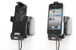 Support voiture Brodit Apple iPhone 4 avec connexion d'antenne - Support actif pour une installation fixe, avec rotule. Pour les appareils avec étui. Antenne à induction intégrée (FME mâle). Antenne fournie (câble de 2,5 m) et MultiMoveClip inclus.