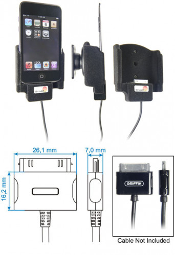 Support voiture  Brodit Apple iPod Touch 2nd Generation  pour fixation cable - Pour câble Griffin PowerJolt. Surface &quot