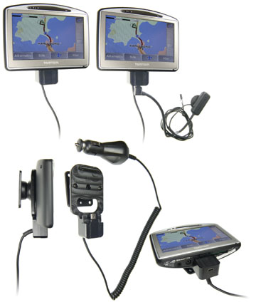Support voiture  Brodit TomTom GO 520  avec réplicateur de port - Support actif avec chargeur voiture, avec rotule. 12/24 Volt. Grâce à la connectivité TMC (prise MiniUSB). Réf 278024