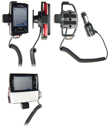 Support voiture  Brodit Sony Ericsson Xperia X10 Mini Pro  avec chargeur allume cigare - Avec rotule orientable. Réf 512171