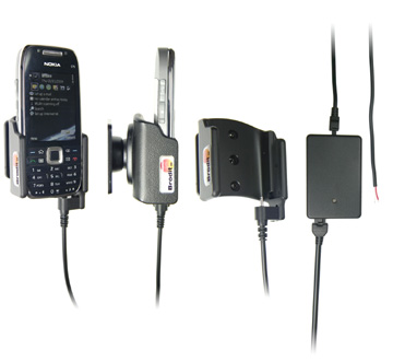 Support voiture  Brodit Nokia E75  installation fixe - Avec rotule, connectique Molex. Chargeur 2A. Pour un montant position fermée. Réf 513009