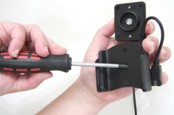 Support voiture  Brodit HTC Snap  installation fixe - Avec rotule, connectique Molex. Chargeur 2A. Réf 513022