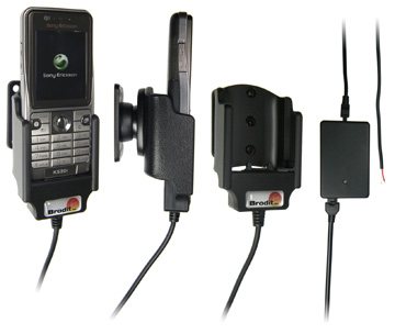 Support voiture  Brodit Sony Ericsson K530i  installation fixe - Avec rotule, connectique Molex. Chargeur 2A. Réf 971174