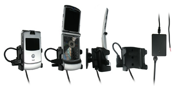 Support voiture  Brodit Motorola RAZR V3  installation fixe - Avec rotule, connectique Molex. Chargeur 2A. Réf 971968