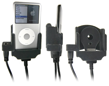 Support voiture  Brodit Apple iPod 3rd Generation 10 GB  pour fixation cable - Pour Volvo câble avec connecteur USB (réf. 31210067). Avec revêtement &quot