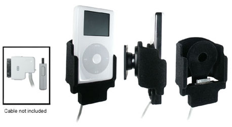 Support voiture  Brodit Apple iPod 3rd Generation 10 GB  pour fixation cable - Pour le câble Belkin. Avec rotule. Avec revêtement &quot