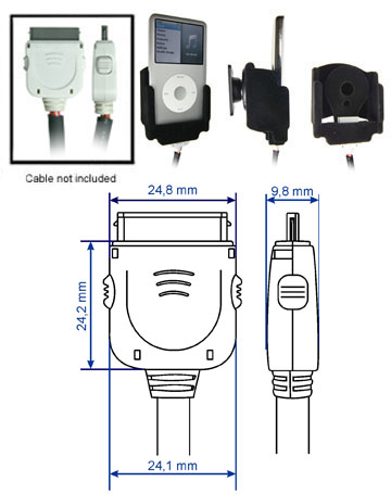 Support voiture  Brodit Apple iPod 2nd Generation 20 GB  pour fixation cable - Pour le câble d'extension. Surface &quot