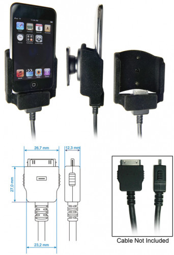 Support voiture  Brodit Apple iPod Touch  pour fixation cable - Pour câble après-marché. Avec rotule. Surface &quot