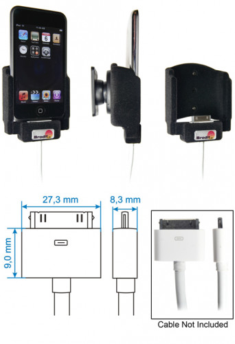 Support voiture  Brodit Apple iPod Touch  pour fixation cable - Pour câble composite AV Apple. Avec rotule. Avec revêtement &quot