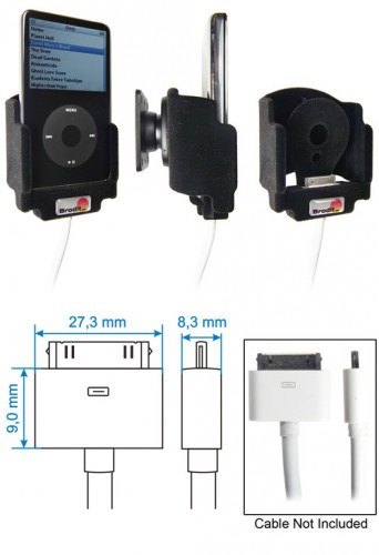 Support voiture  Brodit Apple iPod 3rd Generation 10 GB  pour fixation cable - Pour câble AV. Avec rotule. Avec revêtement &quot