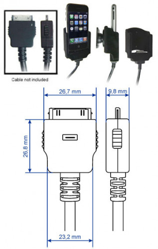 Support voiture  Brodit Apple iPhone 2G  pour fixation cable - Pour câble après-marché. Avec rotule. Avec revêtement &quot