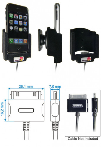 Support voiture  Brodit Apple iPhone 2G  pour fixation cable - Pour câble Griffin PowerJolt. Surface &quot