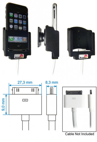 Support voiture  Brodit Apple iPhone 2G  pour fixation cable - Pour câble composite AV Apple. Avec rotule. Avec revêtement &quot