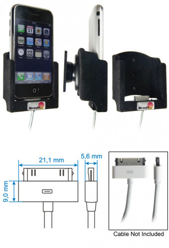 Support voiture  Brodit Apple iPhone 2G  pour fixation cable - Câble d'origine petite pomme. Surface &quot