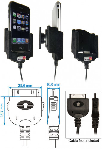 Support voiture  Brodit Apple iPhone 2G  pour fixation cable - Pour charger le câble de style de câble et Neo Prolink. Surface &quot