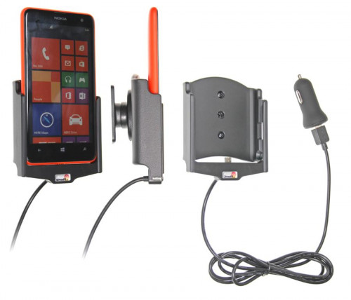 Support voiture  Brodit Nokia Lumia 625  avec chargeur allume cigare - Avec rotule. Avec câble USB. Réf 521603