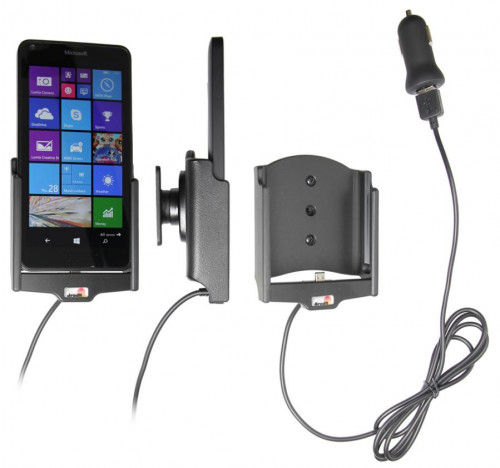 Support voiture  Brodit Microsoft Lumia 640  avec chargeur allume cigare - Avec rotule. Avec câble USB. Réf 521746