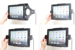 Support voiture  Brodit Apple iPad New (3rd Gen)  sécurisé - Support actif avec cig-plug et le câble USB. Avec rotule. Avec verrouillage renforcé Pour  étui Otterbox Defender (non livré). Réf 546395