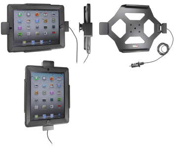 Support voiture  Brodit Apple iPad New (3rd Gen)  sécurisé - Support actif avec cig-plug et le câble USB. Avec rotule. Avec verrouillage renforcé Pour  étui Otterbox Defender (non livré). Réf 546395