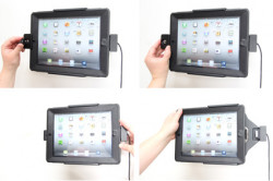 Support voiture  Brodit Apple iPad New (3rd Gen)  antivol - Support actif pour une installation fixe. Avec rotule. 2 clefs. Pour  étui Otterbox Defender (non livré). Réf 536395