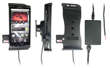 Support voiture  Brodit Motorola Droid X  installation fixe - Avec rotule, connectique Molex. Chargeur 2A. Réf 513190