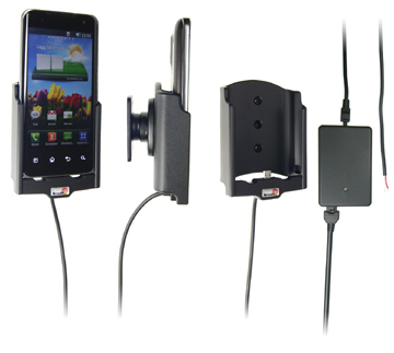 Support voiture  Brodit LG Optimus 2X  installation fixe - Avec rotule, connectique Molex. Chargeur 2A. Réf 513236