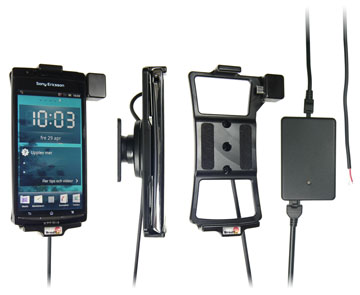 Support voiture  Brodit Sony Ericsson Xperia arc  installation fixe - Avec rotule, connectique Molex. Chargeur 2A. Réf 513249