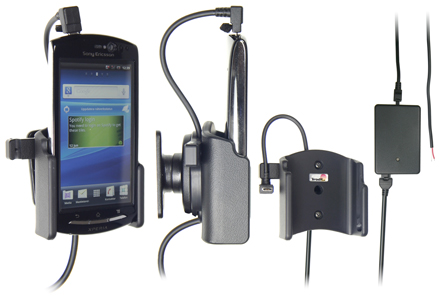Support voiture  Brodit Sony Ericsson Xperia neo  installation fixe - Avec rotule, connectique Molex. Chargeur 2A. Réf 513269