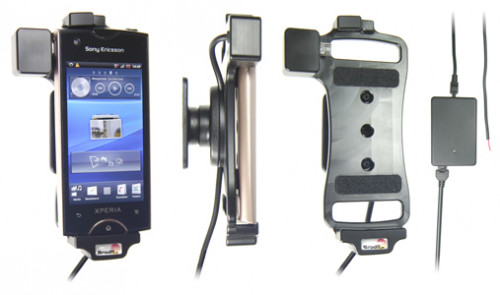 Support voiture  Brodit Sony Ericsson Xperia Ray  installation fixe - Avec rotule, connectique Molex. Chargeur 2A. Réf 513293