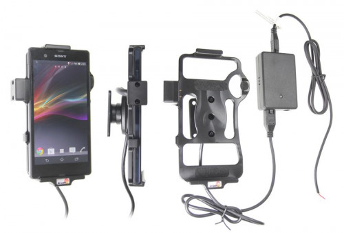 Support voiture  Brodit Sony Xperia Z  installation fixe - Avec rotule, connectique Molex. Chargeur 2A. Réf 513495