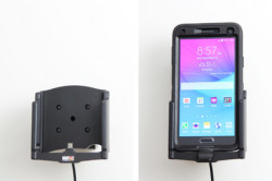 Support voiture Brodit Samsung Galaxy Note 4 installation fixe - Avec rotule, connectique Molex. Chargeur 2A. UNIQUEMENT pour étui Otterbox Defender (non livré). Réf 513694
