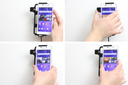 Support voiture  Brodit Sony Xperia M2  installation fixe - Avec rotule, connectique Molex. Chargeur 2A. Réf 513696