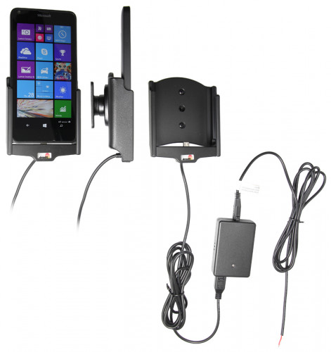 Support voiture  Brodit Microsoft Lumia 640  installation fixe - Avec rotule, connectique Molex. Chargeur 2A. Réf 513746