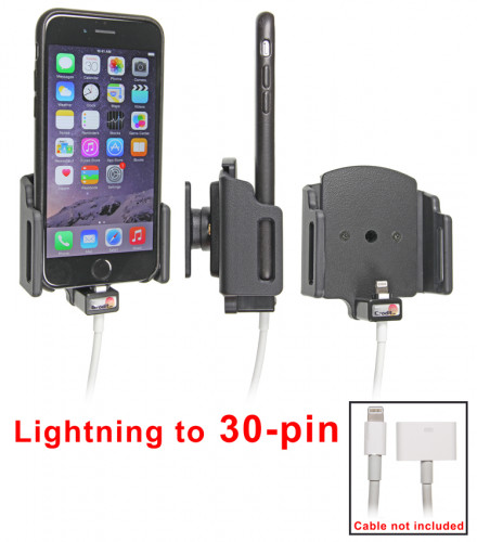 Support voiture Apple iPhone 6/6S/7/8/X/Xs pour fixation cable - Utilisation avec câble Apple Lightning vers 30 broches. Pour appareil avec étui : Larg: 62-77 mm, épaiss.: 2-10 mm. Réf 515666