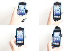Support voiture Brodit Apple iPhone 5 avec chargeur allume cigare - Avec rotule. Avec câble USB. Chargeur approuvé par Apple. Pour appareil avec étui. Réf 521500