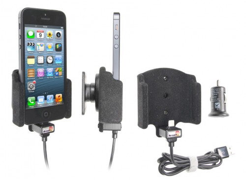 Support voiture Brodit Apple iPhone 5 avec chargeur allume cigare - Avec rotule. Avec câble USB. Chargeur approuvé par Apple. Surface 