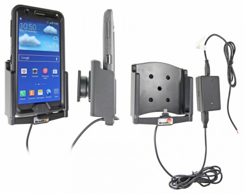 Support voiture  Brodit Samsung Galaxy Note 3 SM-N9005  installation fixe - Avec rotule, connectique Molex. Chargeur 2A. Pour  étui Otterbox Defender (non livré). Réf 513583